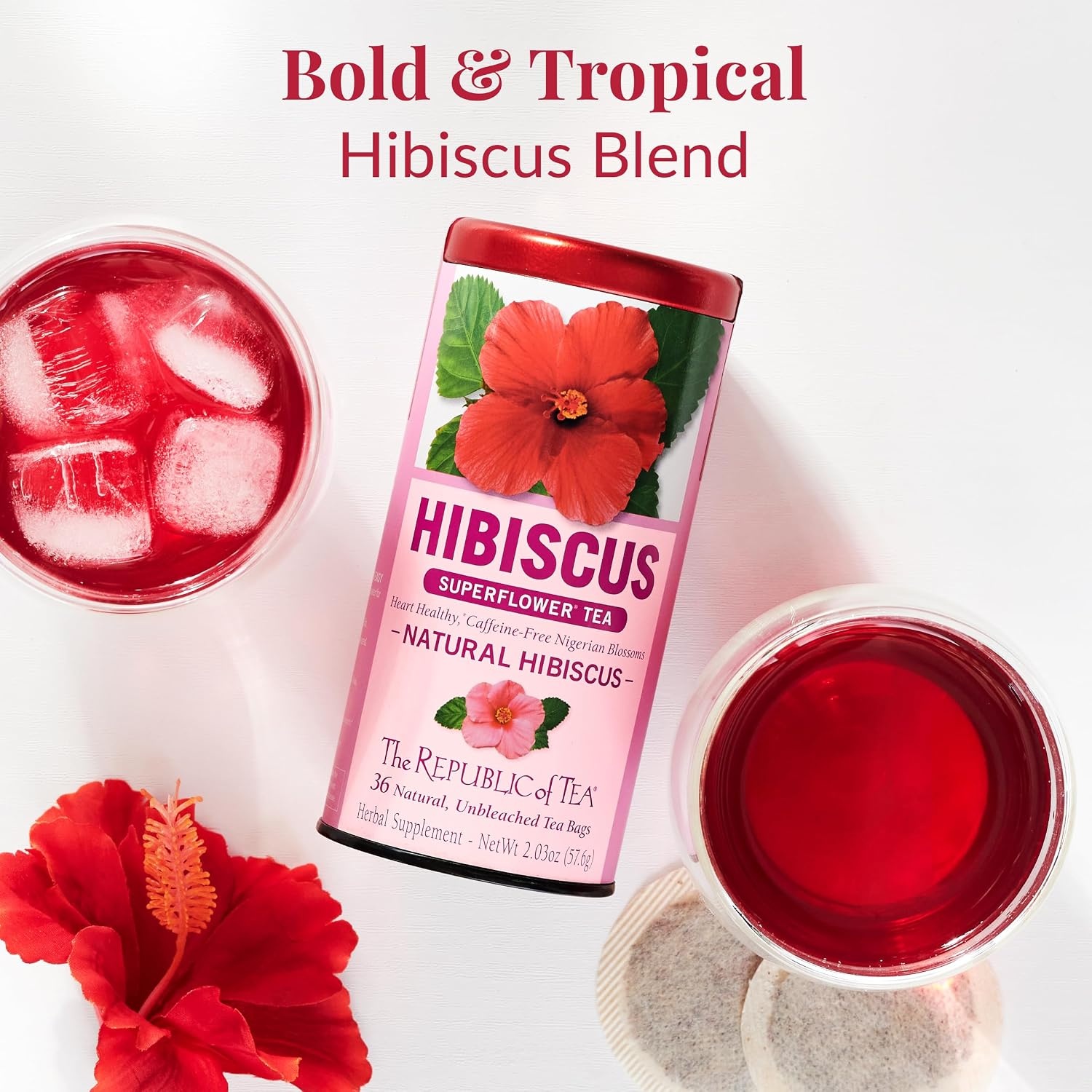 image:imageThe Republic of Tea Natural Hibiscus Tea 36 Tea Bags Herbal Blend Caffeine Free Gluten Free36 Count Pack of 1