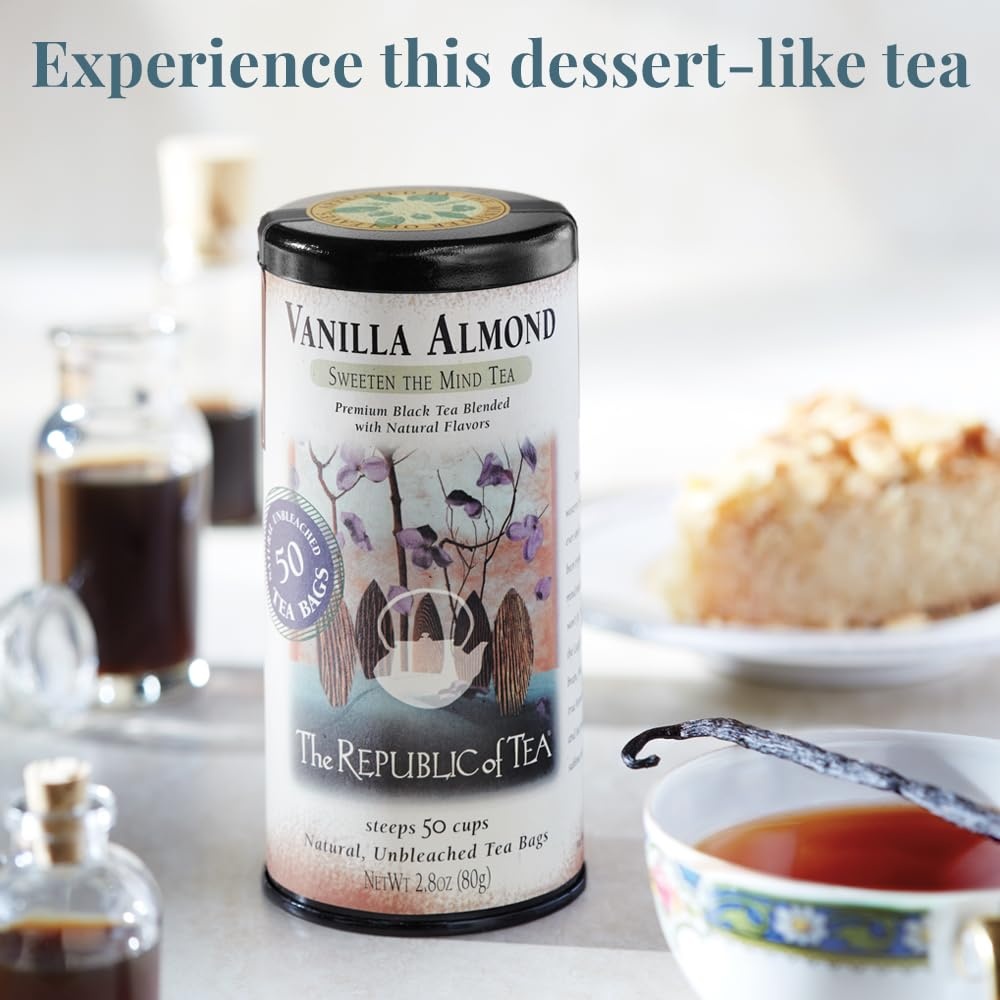 image:imageThe Republic of Tea Vanilla Almond Black Tea Tin 50 Tea Bags Naturally Caffeinated100 Count Pack of 1