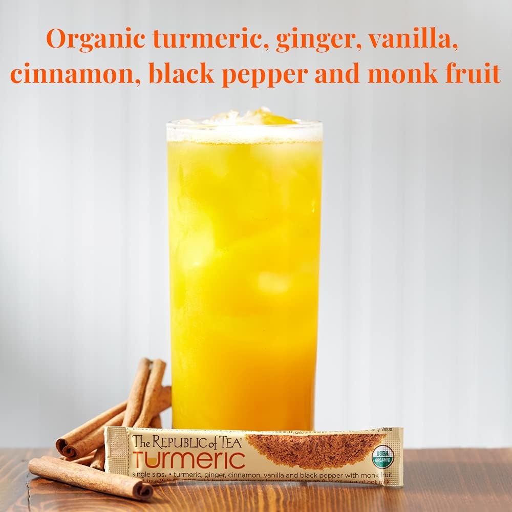 image:imageThe Republic of Tea Organic Turmeric Single Sips Instant Turmeric Herbal Tea 14 SingleServe Packets14 Count Pack of 1