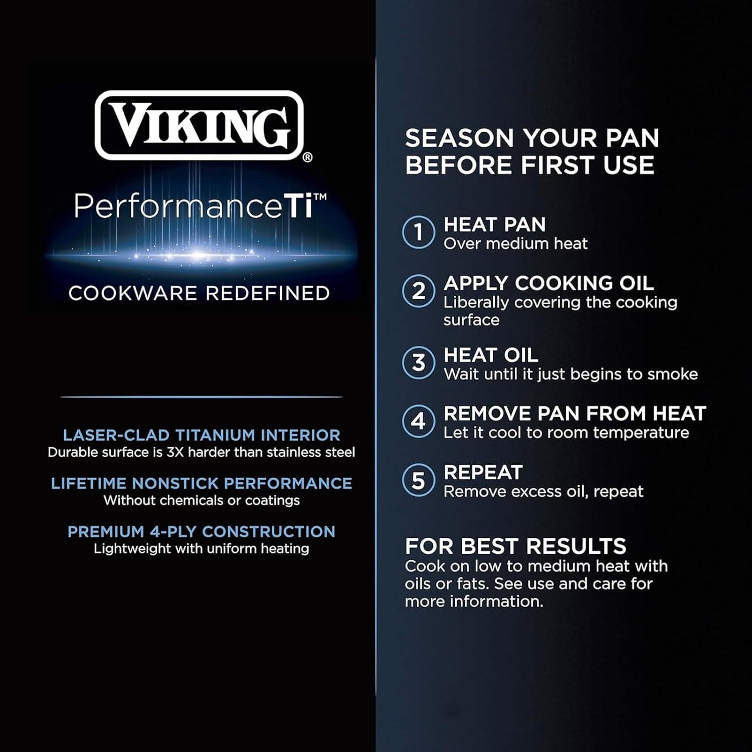 image:imageViking 4Ply Dutch Oven 5 Quart Laser Clad Titanium Performance Ti Cookware Pot with Lid Dishwasher and Oven Safe Induction Ready BlueSilver12Piece Set