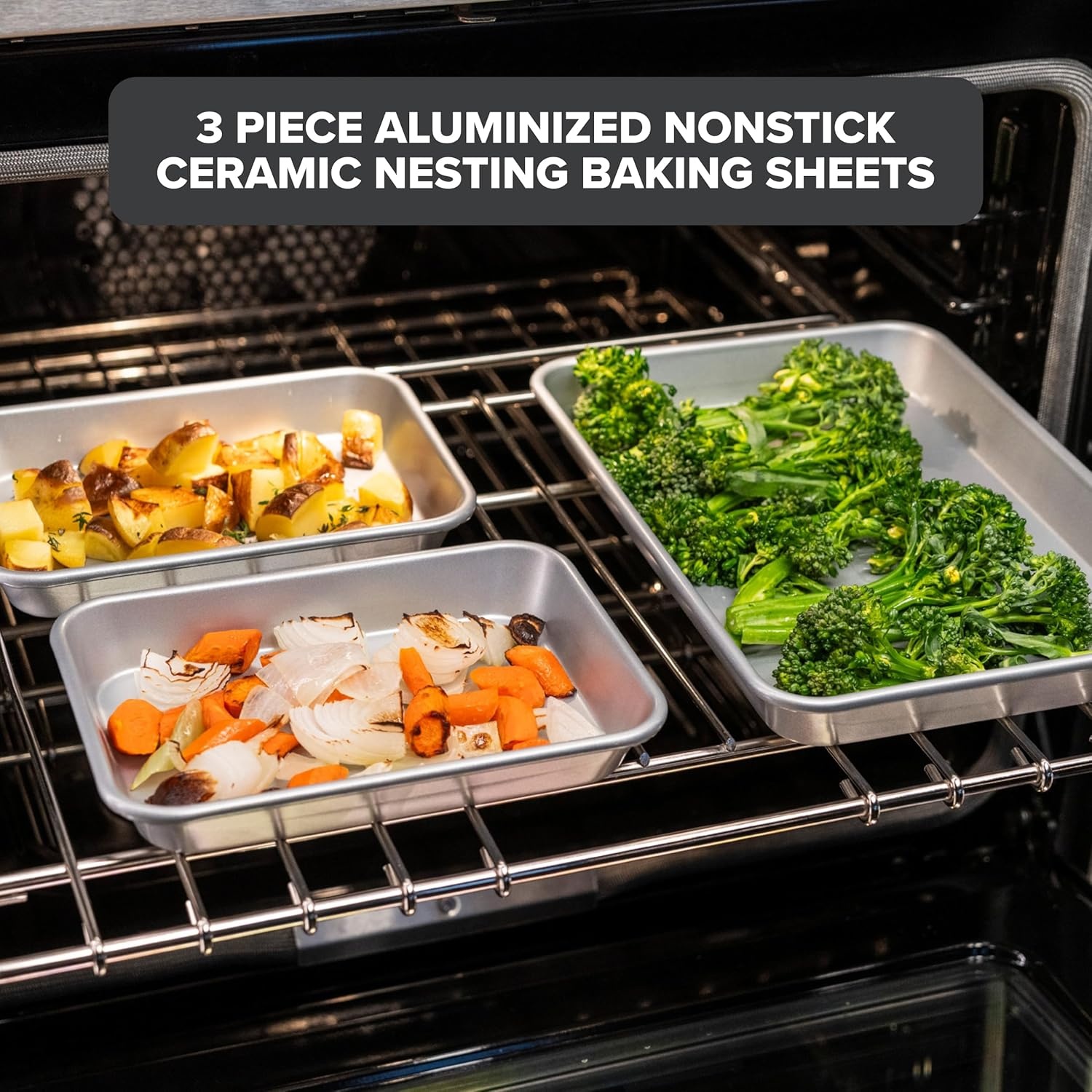 image:imageViking Premium 13Inch Nonstick Baking Sheet Pan Made without PFAS Heavy Gauge Aluminized Steel Cookie Sheet with Reinforced Iron Frame Oven Safe to 475F9 inch 13 inch