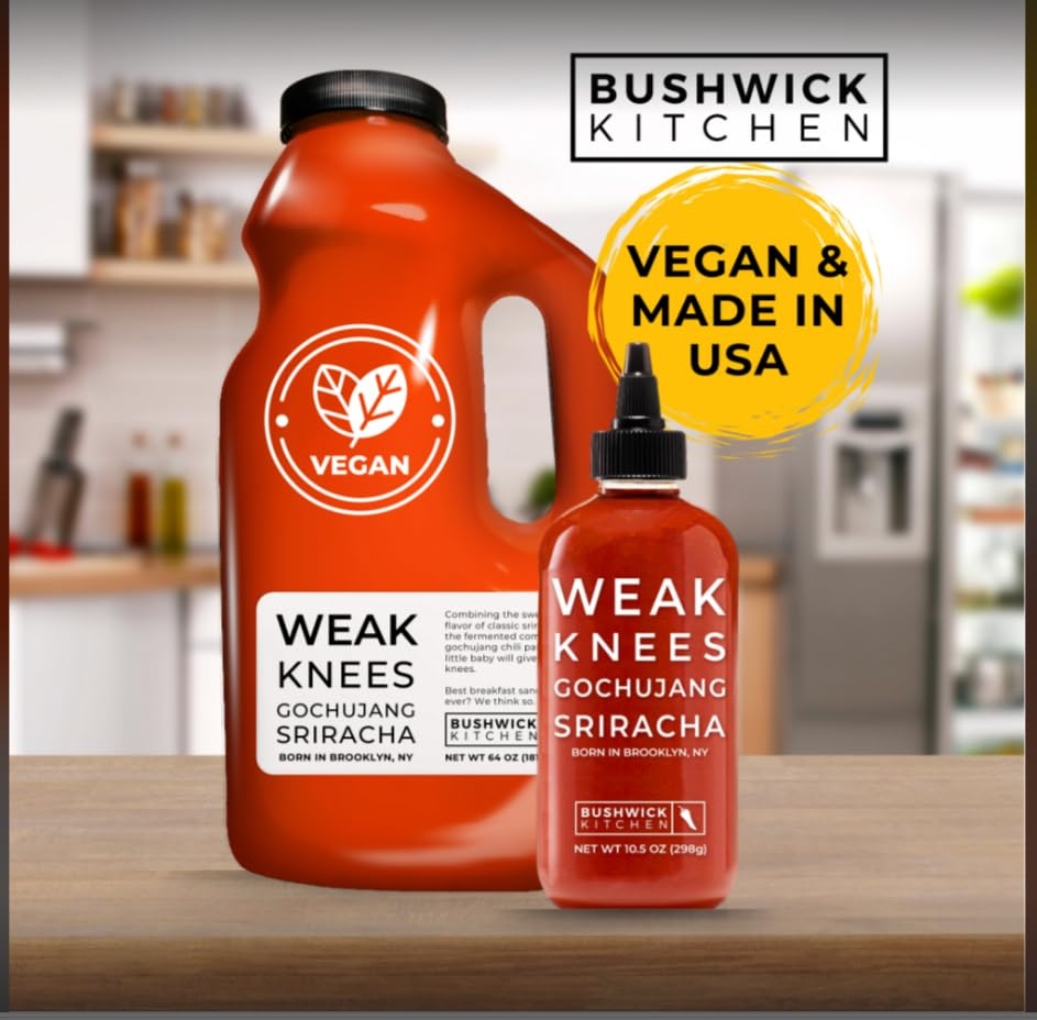 image:imageWeak Knees Gochujang Sriracha Hot Sauce Infused with Bold Korean Gochujang Paste amp Classic Spicy Sriracha for Noodles Rice amp Marinades Made in the USA 105oz Squeeze BottleSuper Spicy Sriracha 105oz