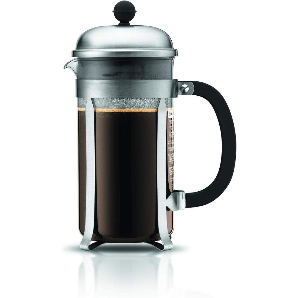 image:imageBodum 17oz Chambord French Press Coffee Maker HighHeat Borosilicate Glass Polished Stainless Steel Made in PortugalMatte Chrome