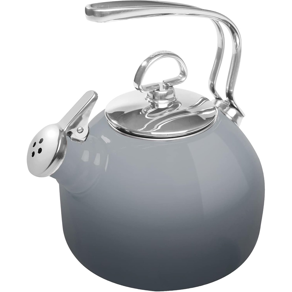 image:imageChantal Classic Teakettle 18 QT Enamel On Steel 2Tone Harmonica Whistle Rapid Boil and Even Heating BlackFade Grey