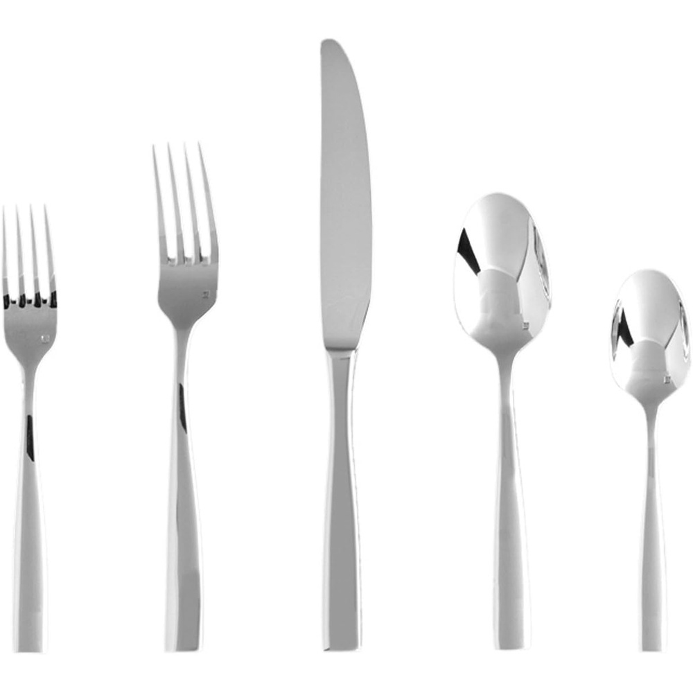 image:imageFortessa Lucca Faceted 1810 Stainless Steel Flatware Serving Spoon 9InchModern