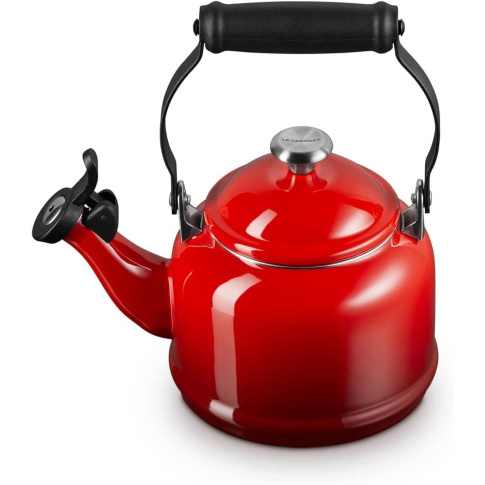 image:imageLe Creuset Enamel On Steel Demi Tea Kettle with Metal Finishes 125 qt FlameCerise