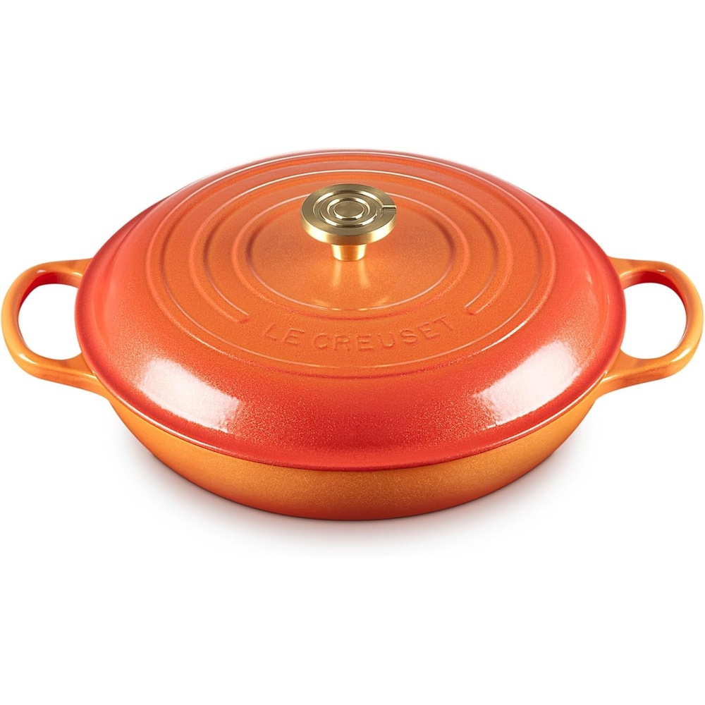 image:imageLe Creuset Enameled Cast Iron Signature Braiser 35 qt CeriseFlamme Doree
