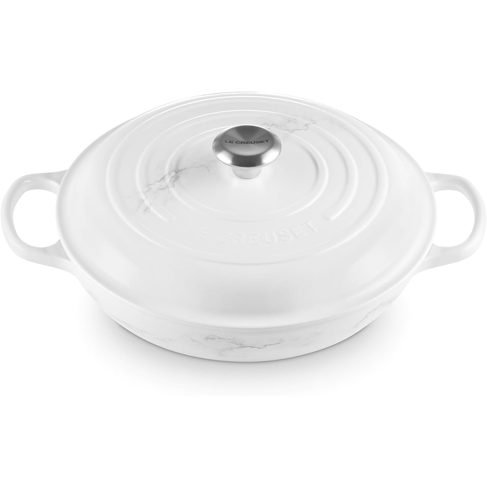 image:imageLe Creuset Enameled Cast Iron Signature Braiser 35 qt CeriseMarble