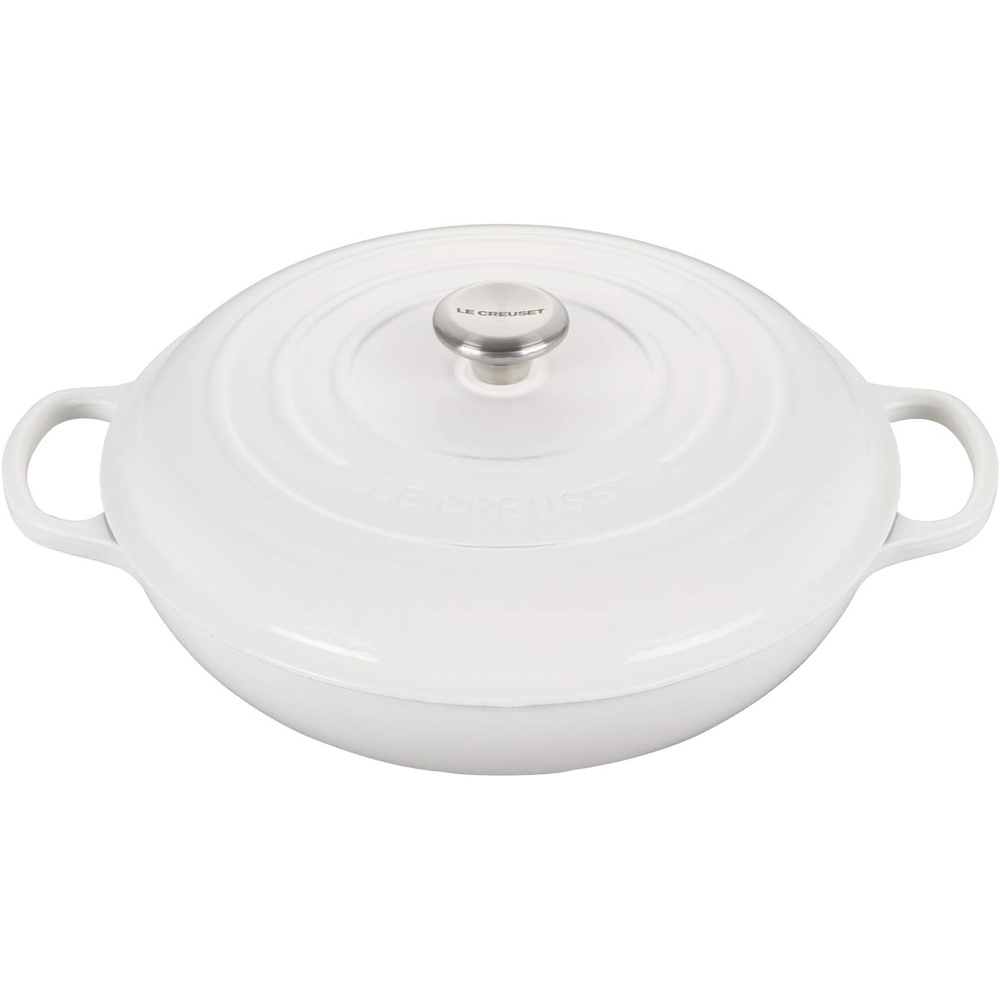 image:imageLe Creuset Enameled Cast Iron Signature Braiser 35 qt CeriseWhite