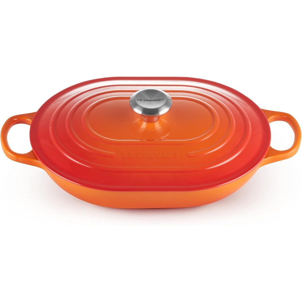 image:imageLe Creuset Enameled Cast Iron Signature Oval Casserole with Lid 375 qt Sea SaltFlame