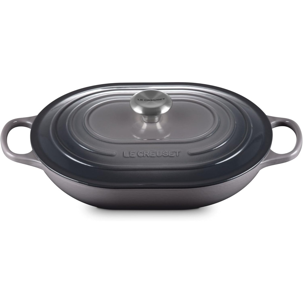 image:imageLe Creuset Enameled Cast Iron Signature Oval Casserole with Lid 375 qt Sea SaltOyster