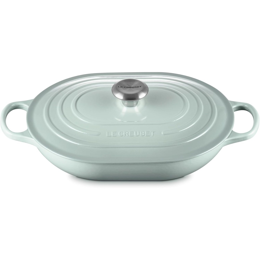 image:imageLe Creuset Enameled Cast Iron Signature Oval Casserole with Lid 375 qt Sea SaltSea Salt