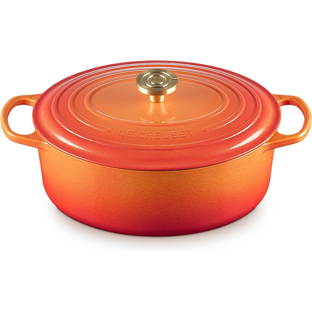 image:imageLe Creuset Enameled Cast Iron Signature Oval Dutch Oven 8 qt CeriseFlamme Doree