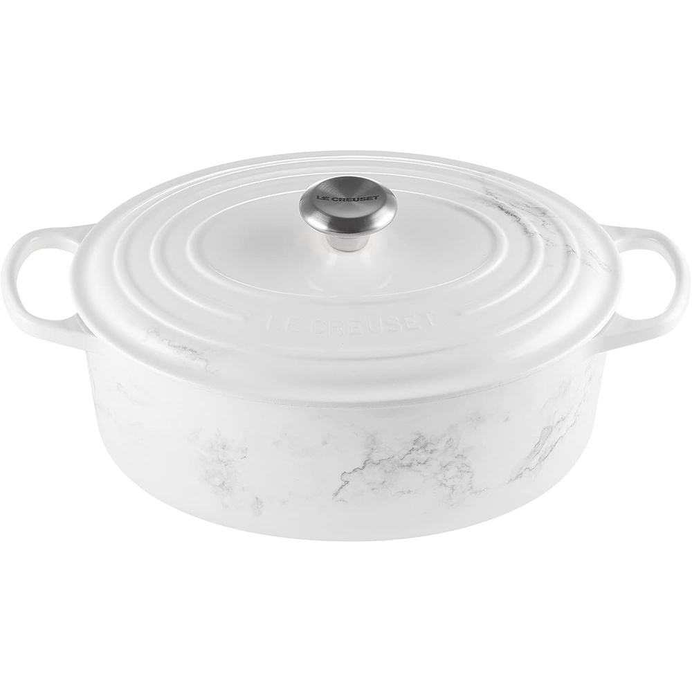 image:imageLe Creuset Enameled Cast Iron Signature Oval Dutch Oven 8 qt CeriseMarble