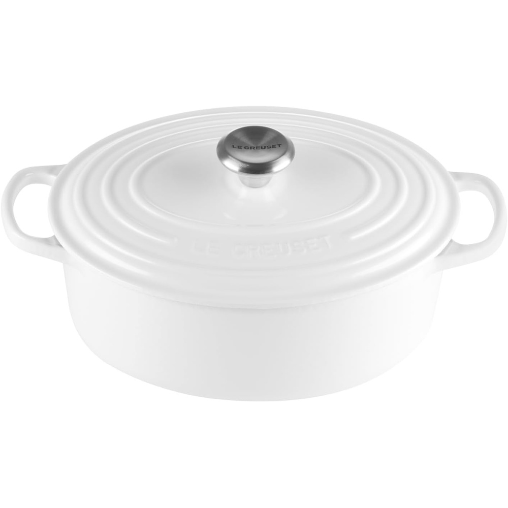 image:imageLe Creuset Enameled Cast Iron Signature Oval Dutch Oven 8 qt CeriseWhite