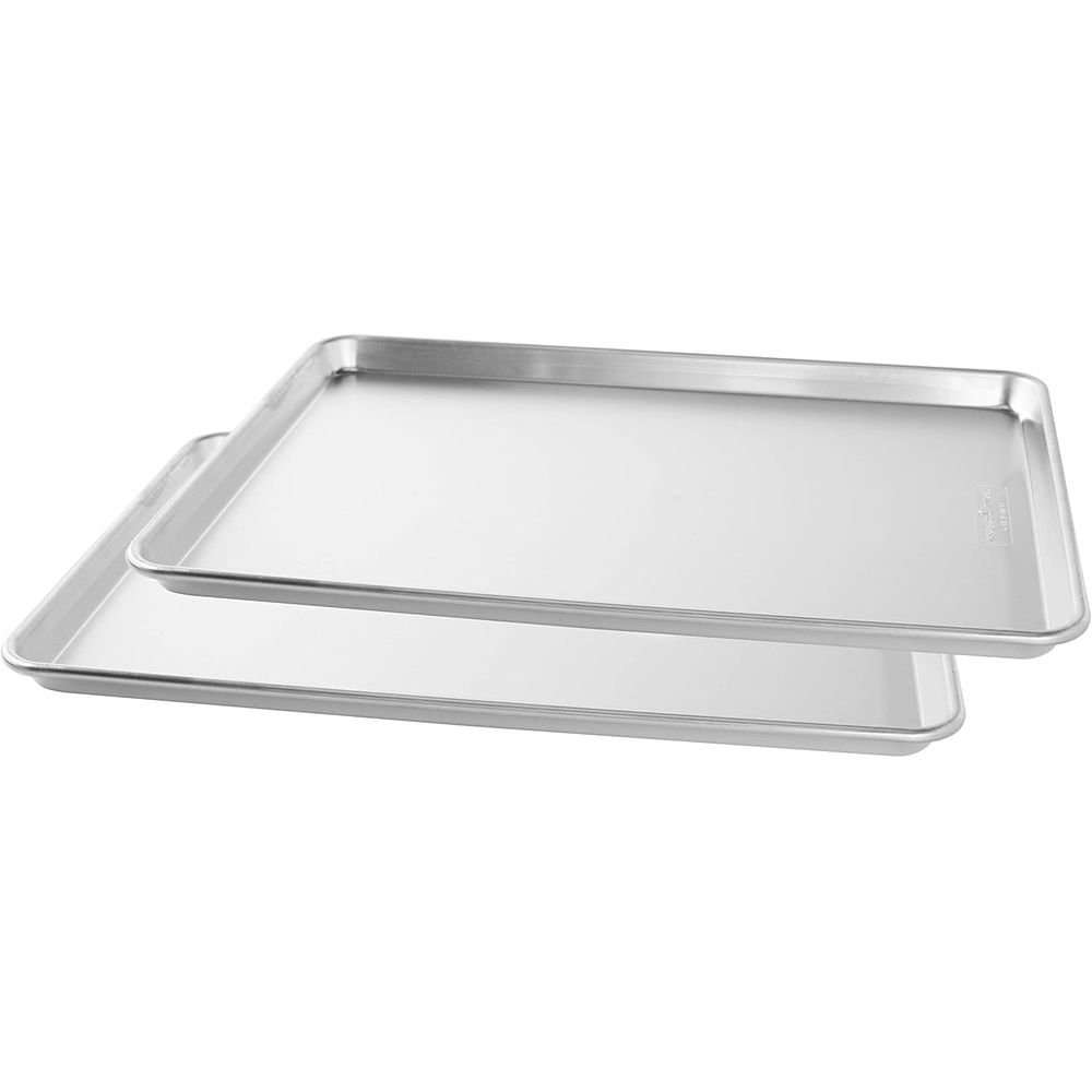 image:imageNordic Ware Extra Large Baking Sheet 21 x 15 inches XL Big sheet pan Natural Uncoated Aluminum Reinforced Steel Rim Prevents Warping 1pk Big Sheet2pk Big Sheet