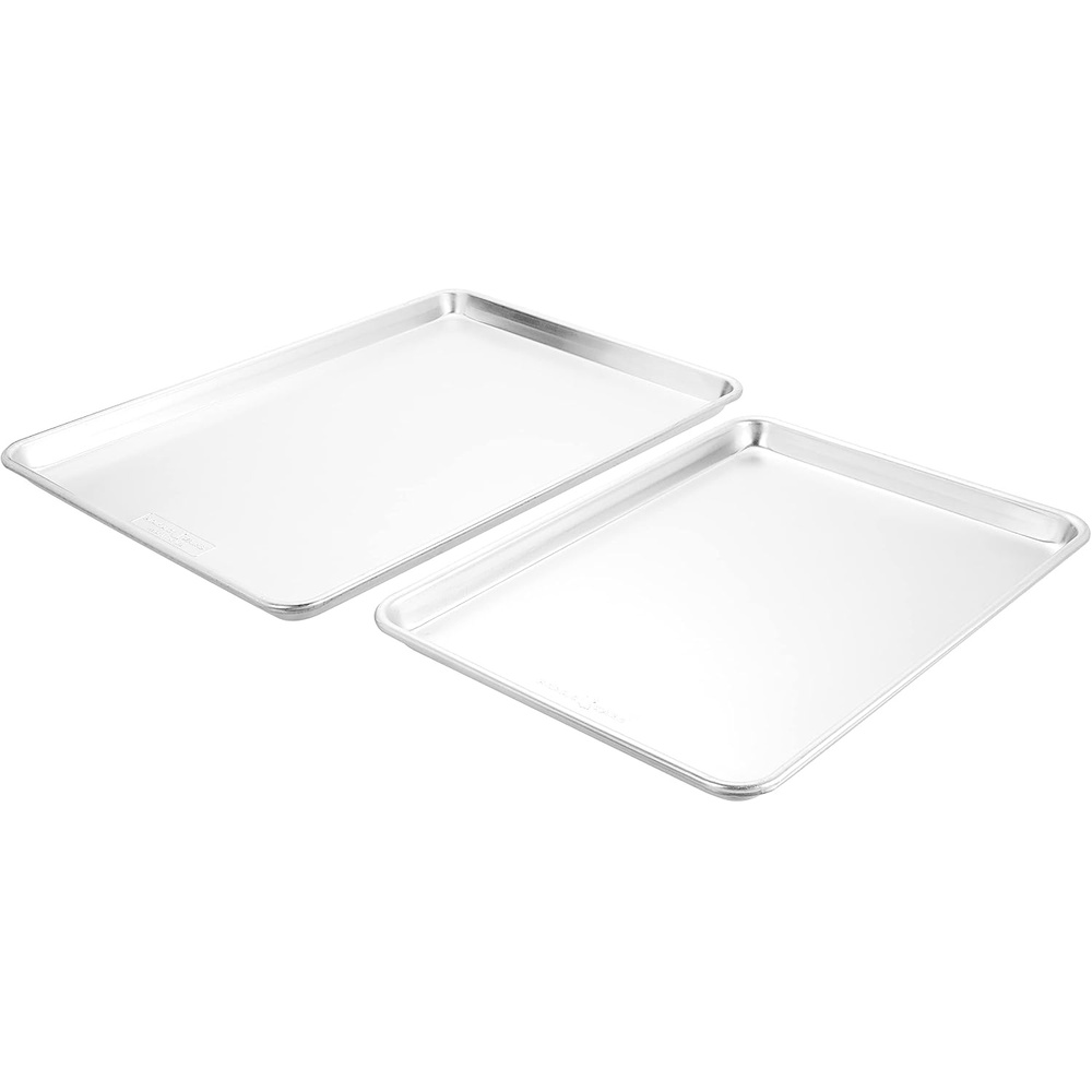 image:imageNordic Ware Extra Large Baking Sheet 21 x 15 inches XL Big sheet pan Natural Uncoated Aluminum Reinforced Steel Rim Prevents Warping 1pk Big SheetHalf and Big Sheet