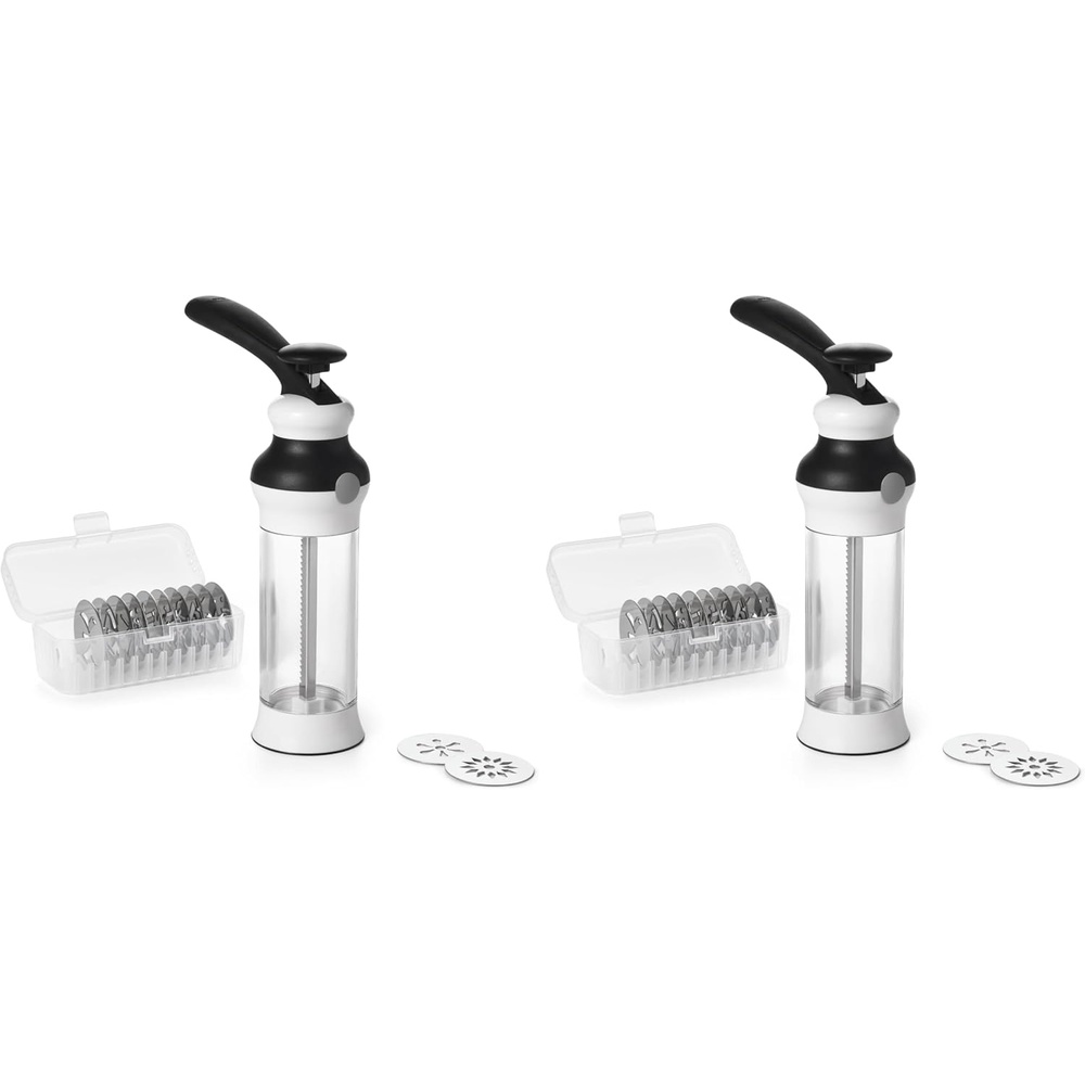 image:imageOXO Good Grips 14Piece Cookie Press Set Cookie Press with 12 Stainless Steel Disks and Storage Case Holiday Baking and Everyday Treats Essential Baking Supplies100 Pack of 2