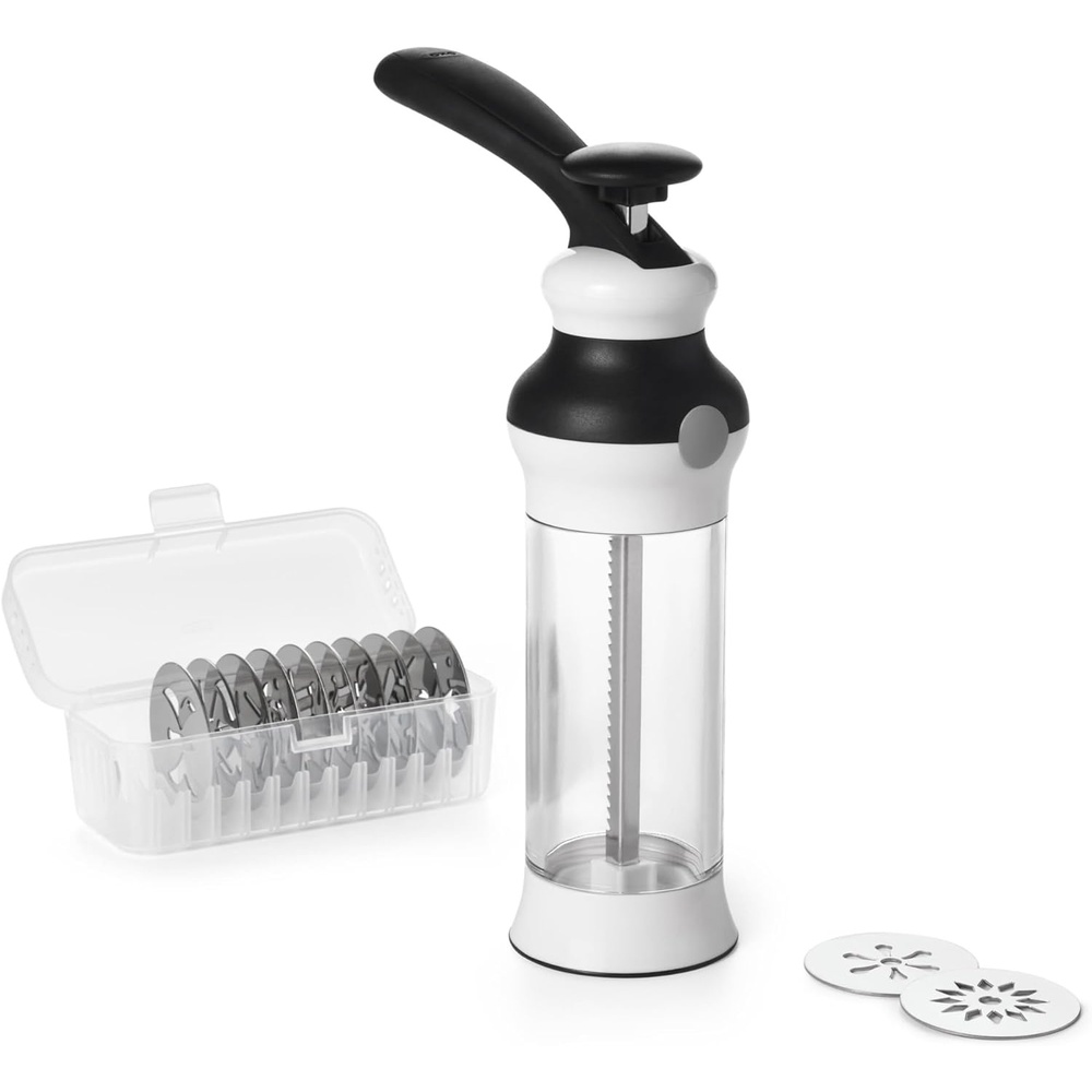 image:imageOXO Good Grips 14Piece Cookie Press Set Cookie Press with 12 Stainless Steel Disks and Storage Case Holiday Baking and Everyday Treats Essential Baking Supplies100