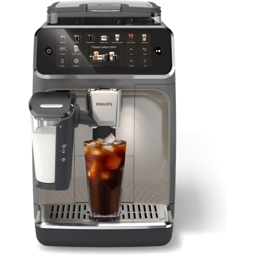 image:imagePHILIPS 5500 Series Fully Automatic Espresso Machine LatteGo Milk System Integrated Grinder 20 Hot amp Iced Coffee PreSets Quick Start SilentBrew 15Bar Pressure Black Chrome EP554494 Lattego Milk System Builtin Ceramic Grinder 20 Hot and Iced Drinks 15Bar Pump Quickstart Aquaclean Up to 5000 CupsBlack chromed