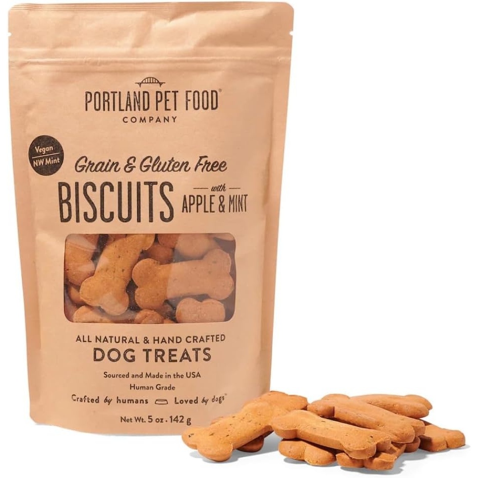 image:imagePortland Pet Food Company Bacon Dog Treats Healthy Biscuits for Large Medium amp Small Dogs  GrainFree HumanGrade All Natural Dog Cookies Snacks amp Training Treats  Made in the USA  5 ozApple  Mint
