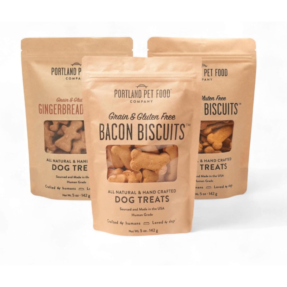 image:imagePortland Pet Food Company Bacon Dog Treats Healthy Biscuits for Large Medium amp Small Dogs  GrainFree HumanGrade All Natural Dog Cookies Snacks amp Training Treats  Made in the USA  5 ozVariety