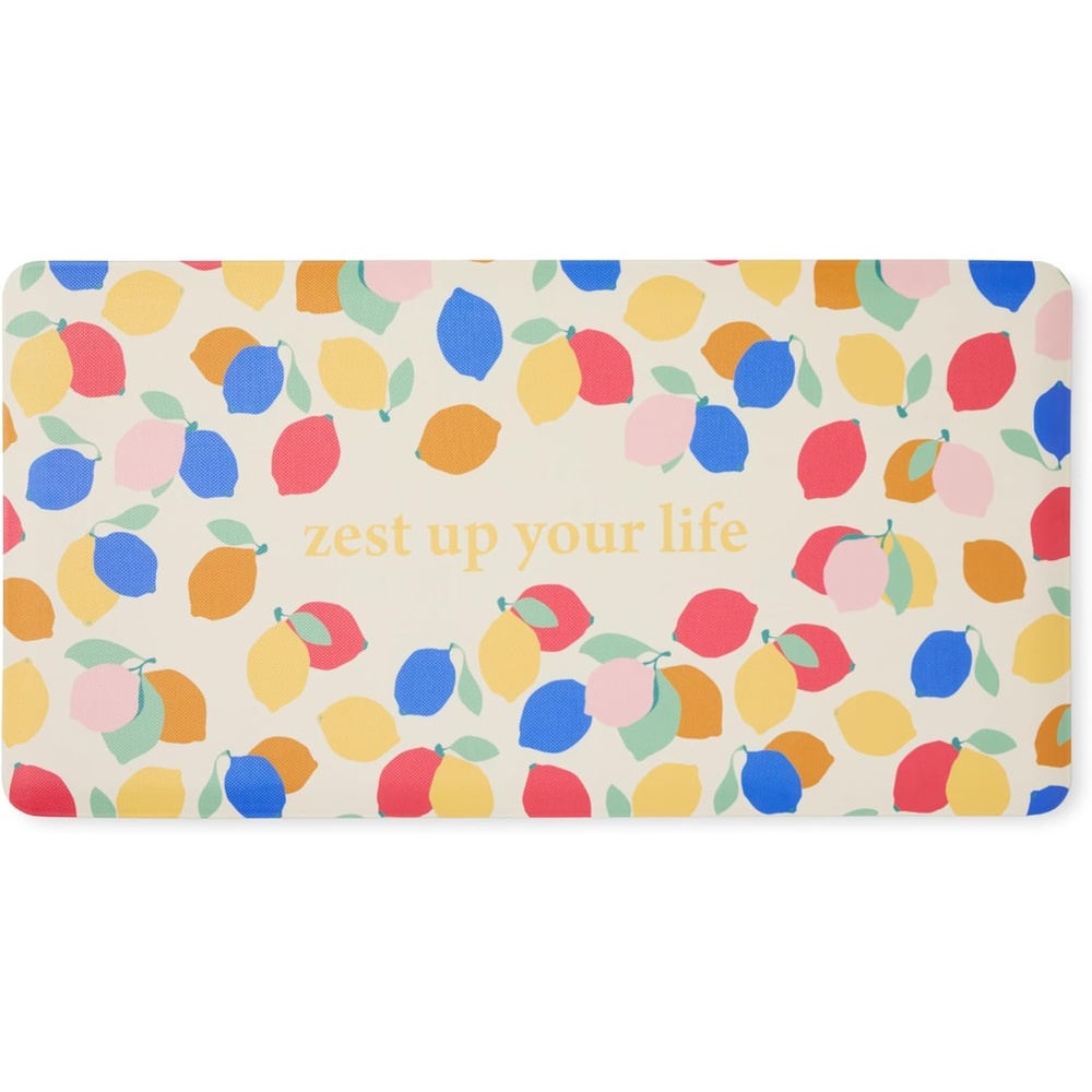 image:imageSUR LA Table Kitchen Essentials Zest Up Your Life Citrus Fruit Anti Fatigue Comfort Mat Kitchen Mat Standing Desk Mat NonSlip Backing YellowBlueIvory 20x39YellowBlueIvory
