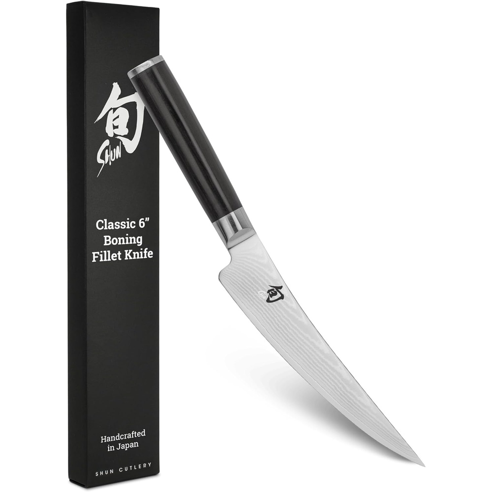 image:imageShun Classic Blonde 6 Boning amp Fillet Knife Handcrafted Japanese Curved Knife Meat amp Fish Tool VGMAX Core Damascus Stainless Steel Cladding Pakkawood HandleBlack