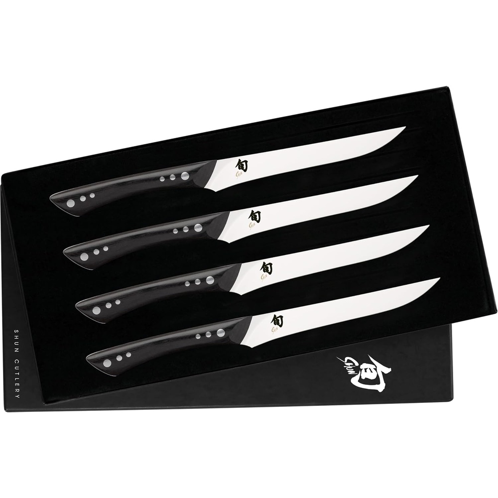 image:imageShun Shima 4 Piece Steak Knife Set 5 Shima Steak Knives Handcrafted AUS8A Stainless Steel Blades Pakkawood Handle