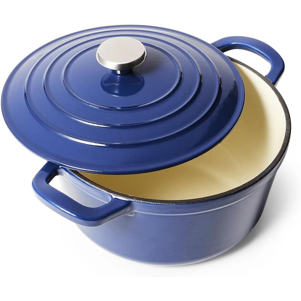 image:imageSur La Table 5Qt Enameled Cast Iron Dutch Oven With Lid for Braising Baking amp Deep Frying Induction Compatible Oven to 500F MoistureRetaining Design for Flavorful Results Blue