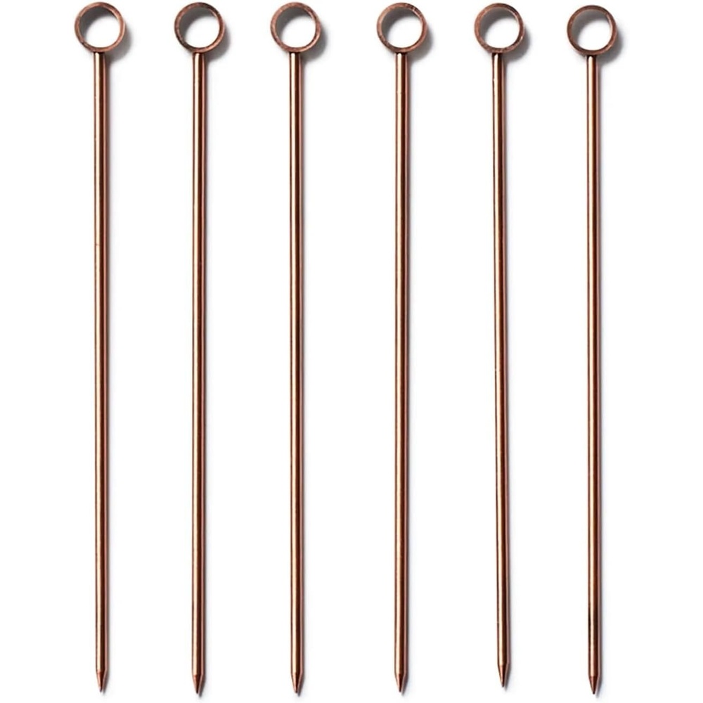 image:imageSur La Table Antique Copper Cocktail Picks Set of 6 LongLasting Antique CopperFinish Garnish Picks for Cocktails and Appetizer Plates Set of 6