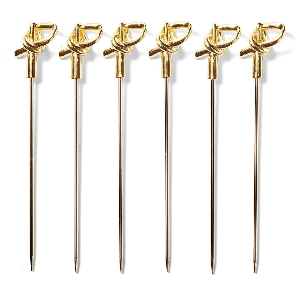 image:imageSur La Table Bamboo Knot Cocktail Picks Set of 6 Gold
