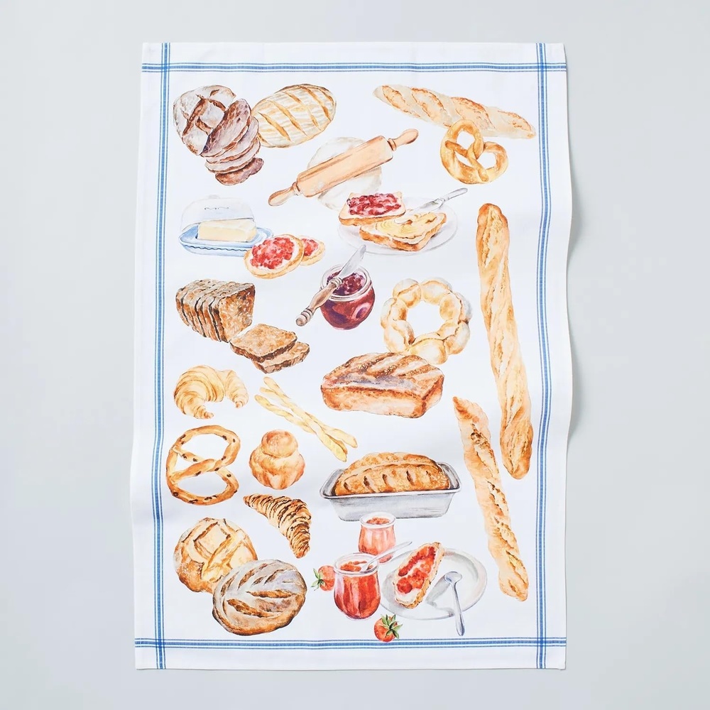 image:imageSur La Table Bread Kitchen Towel Illustrated Cotton with Artisan Bread and Baking Design