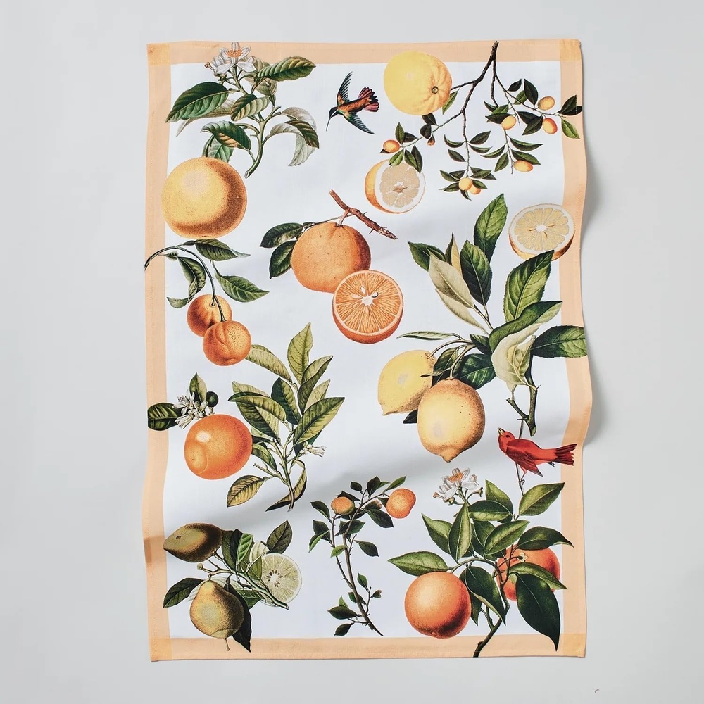 image:imageSur La Table Citrus Kitchen Towel Illustrated Cotton Towel with Vibrant Citrus Fruit and Botanical Design