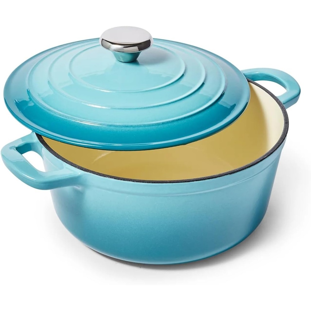 image:imageSur La Table Enameled Cast Iron Round Dutch Oven 4 qt RedLight Blue