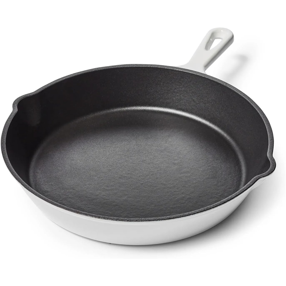 image:imageSur La Table Enameled Cast Iron Skillet 10 Frying Pan for Searing Sauting amp Baking Oven to 500F Induction Compatible Durable Nonstick Interior Even Heat Distribution White