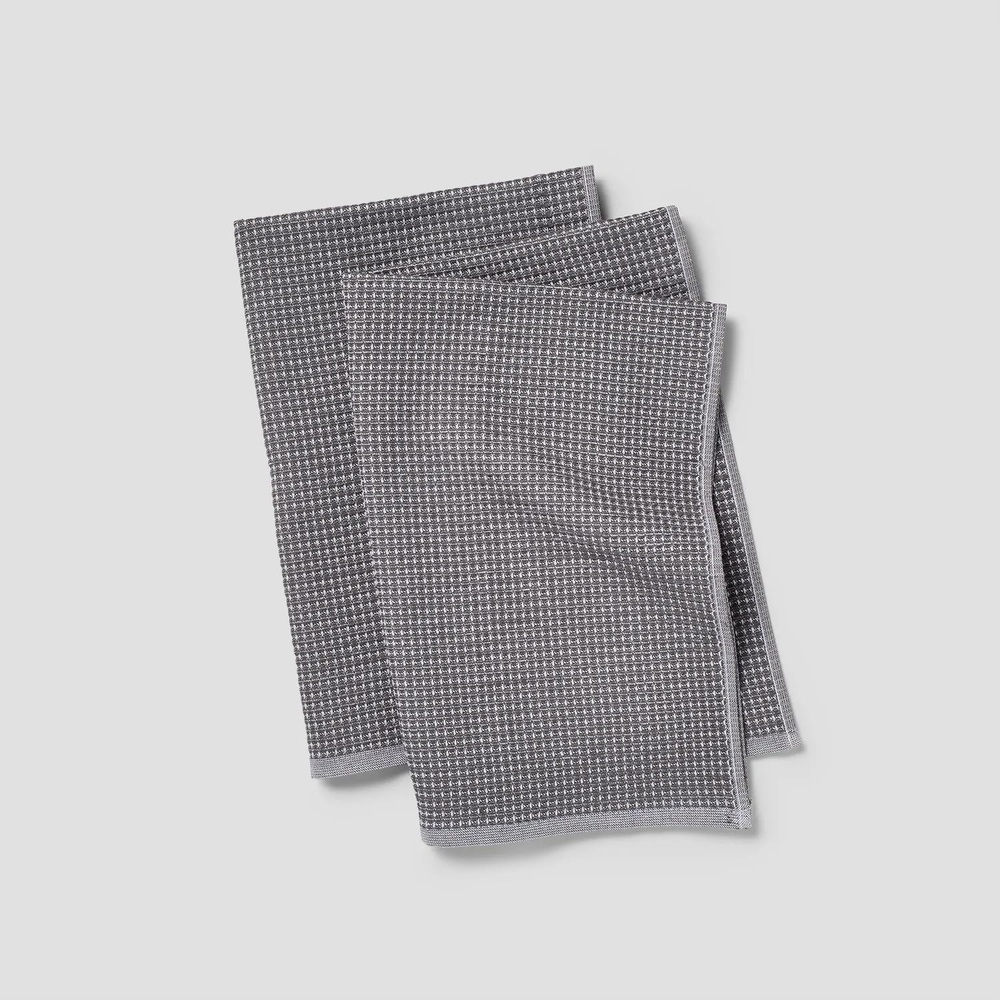 image:imageSur La Table Essential WaffleWeave Towels Set of 2 Gray