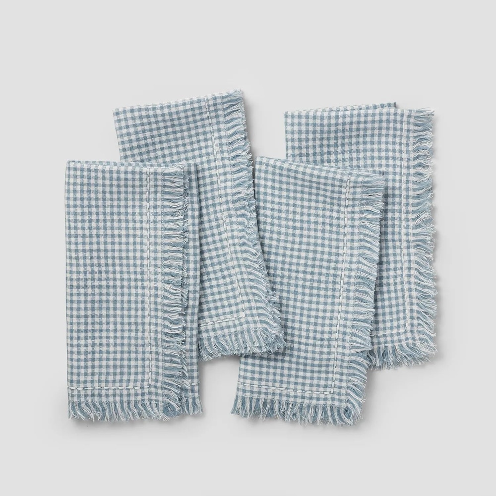 image:imageSur La Table Gingham Linen Napkins Set of 4 Blue