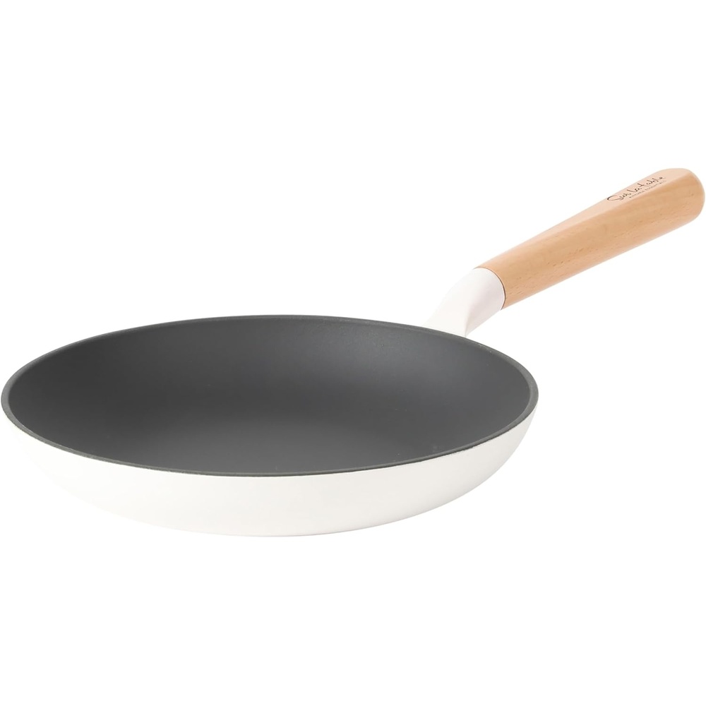 image:imageSur La Table Kitchen Essential Main Canteen 95 PreSeasoned Cast Iron Skillet wWood Handle Natural Nonstick Lightweight Frying Pan for Searing Sauting amp Everyday Cooking Juniper GreenEggshell White Skillet