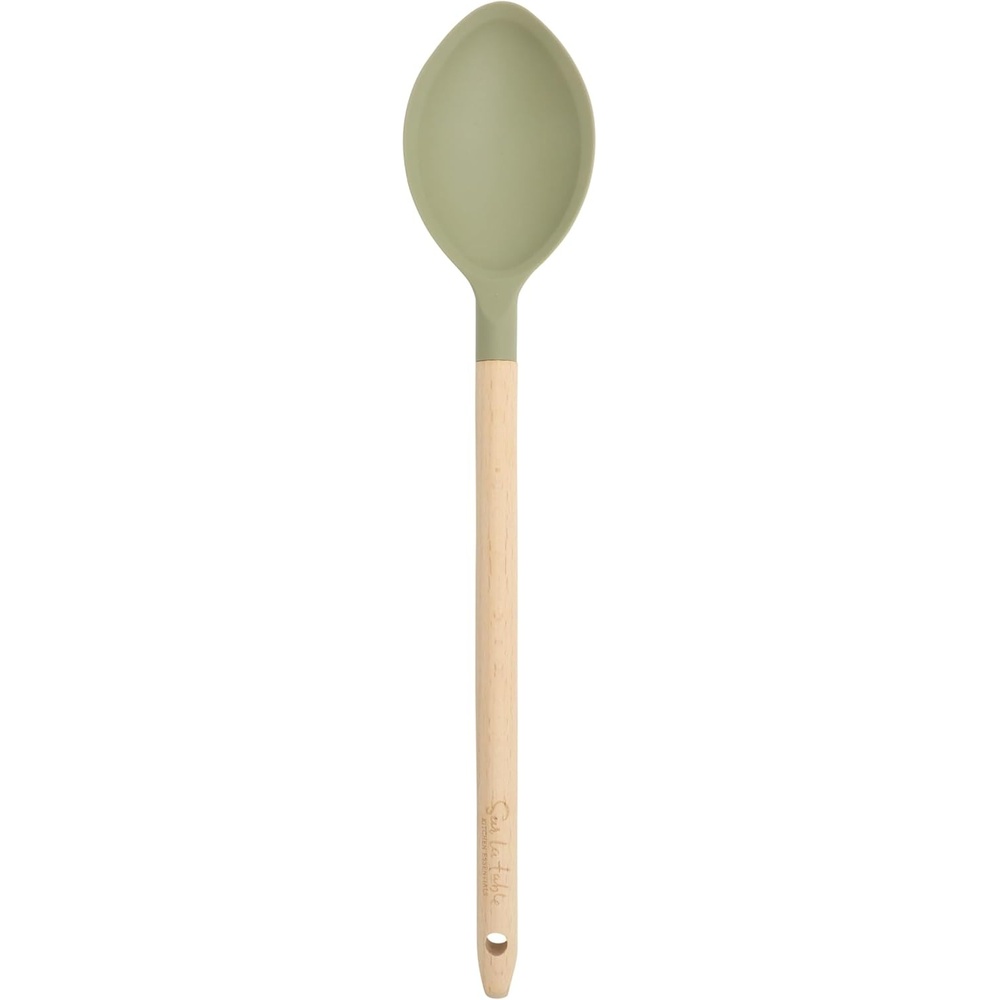 image:imageSur La Table Kitchen Essential Mealcraft Silicone Slotted Turner TaupeJuniper Green SiliconeBeechwood