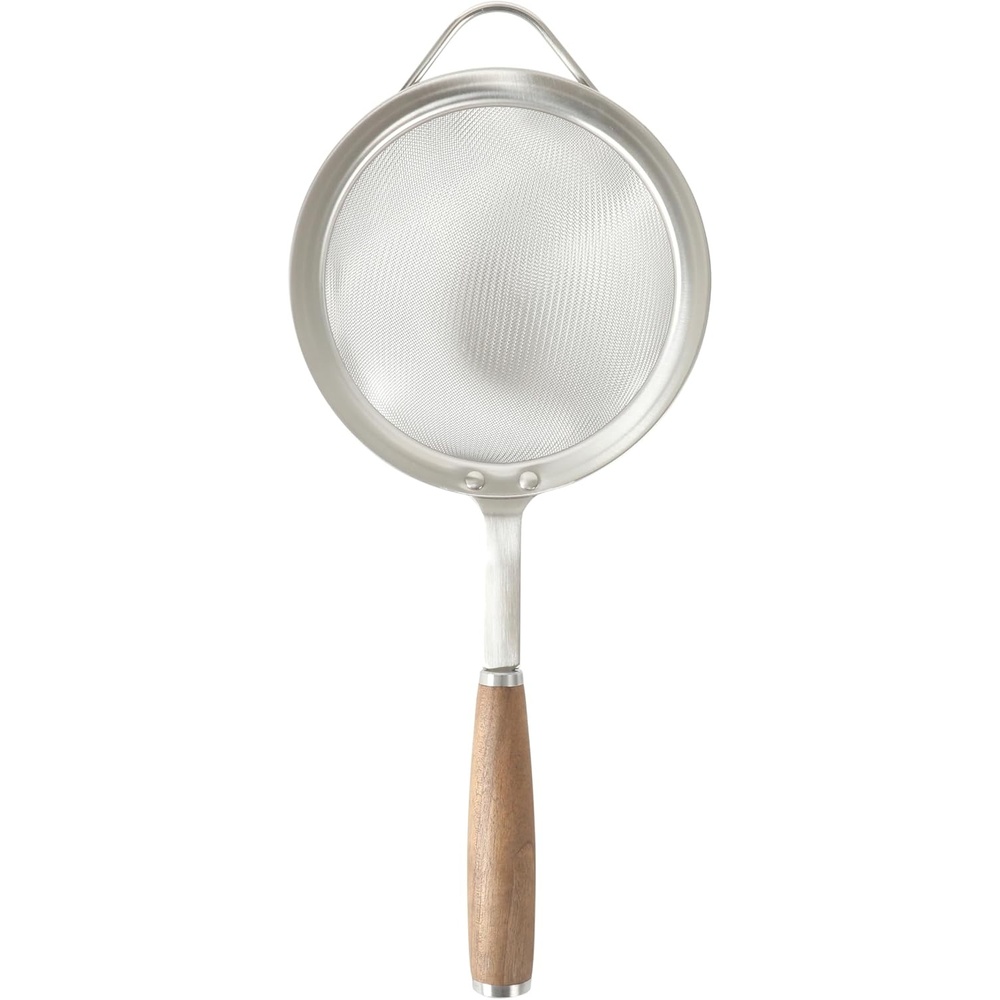 image:imageSur La Table Kitchen Essential Stainless Steel WWalnut Handle 55 Inch Mesh Strainer and Sifter