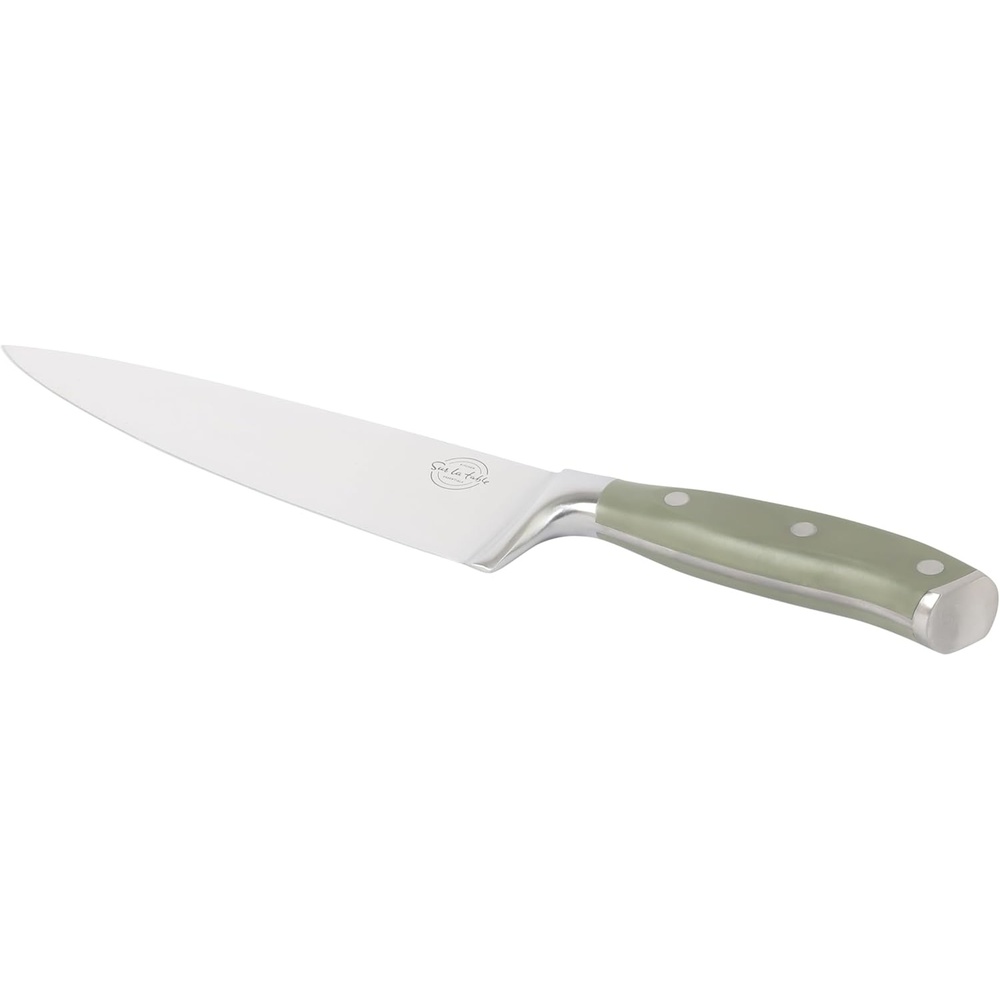 image:imageSur La Table Kitchen Essential Tasting Kitchen German Steel Chefs Knife 8Inch Stainless Steel Blade  Professional Kitchen Knife with Black Handle and Forged Full TangJuniper Green