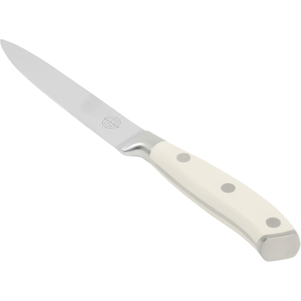 image:imageSur La Table Kitchen Essential Tasting Kitchen German Steel Utility Knife 5Inch Stainless Steel Blade Professional Kitchen Knife with White Handle and Forged Full TangEggshell White 5 Utility