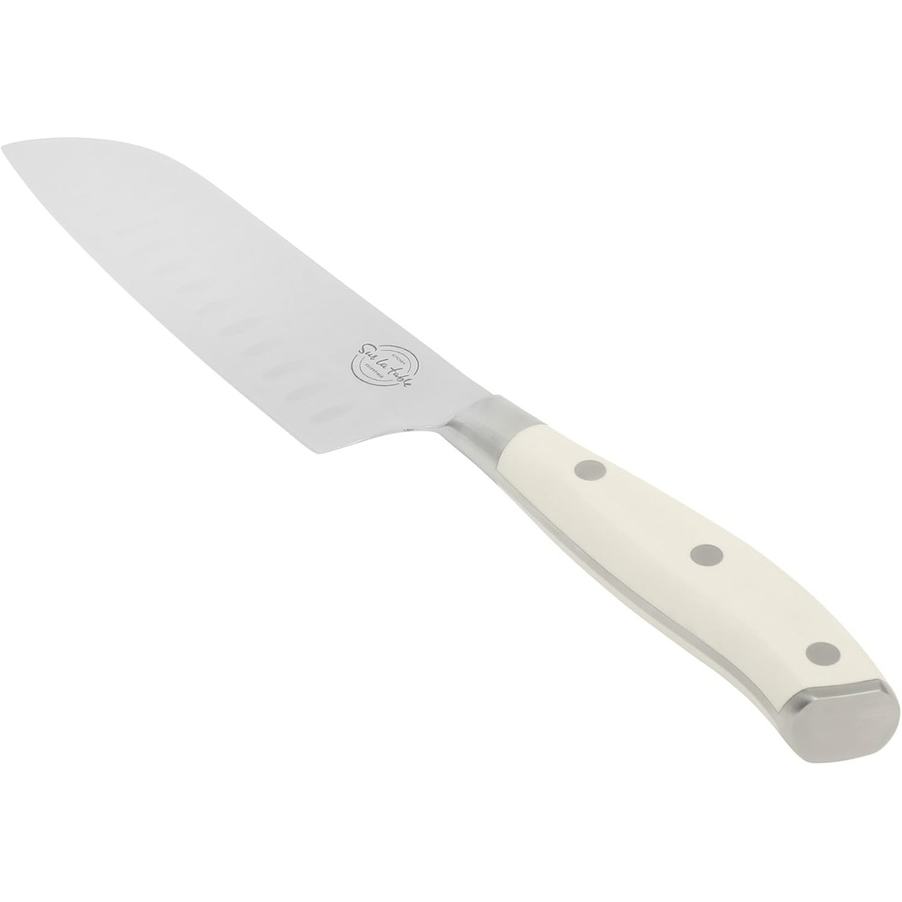 image:imageSur La Table Kitchen Essential Tasting Kitchen German Steel Utility Knife 5Inch Stainless Steel Blade Professional Kitchen Knife with White Handle and Forged Full TangEggshell White 7 Santoku