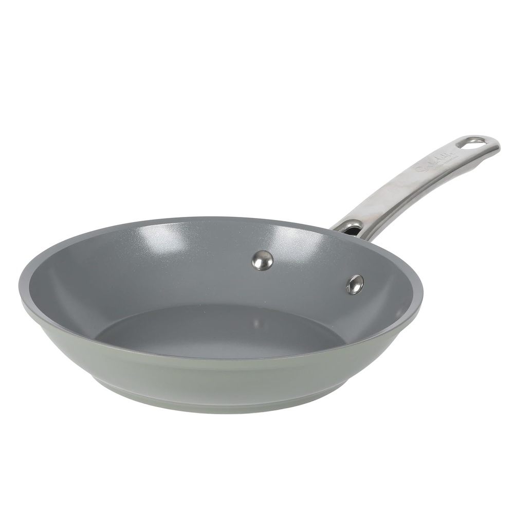 image:imageSur La Table Kitchen Essentials 8 Inch Fry Pan PFA Free Titanium Ceramic Nonstick Interior Forged Aluminum Cookware Frying Pan  Green  Induction CompatibleGreen