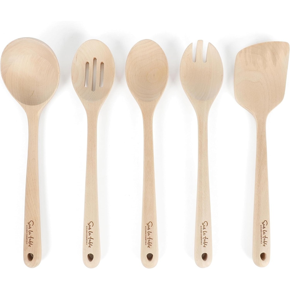 image:imageSur La Table Kitchen Essentials Beech Wood Kitchen Tools Durable Wooden Cooking Utensils Set