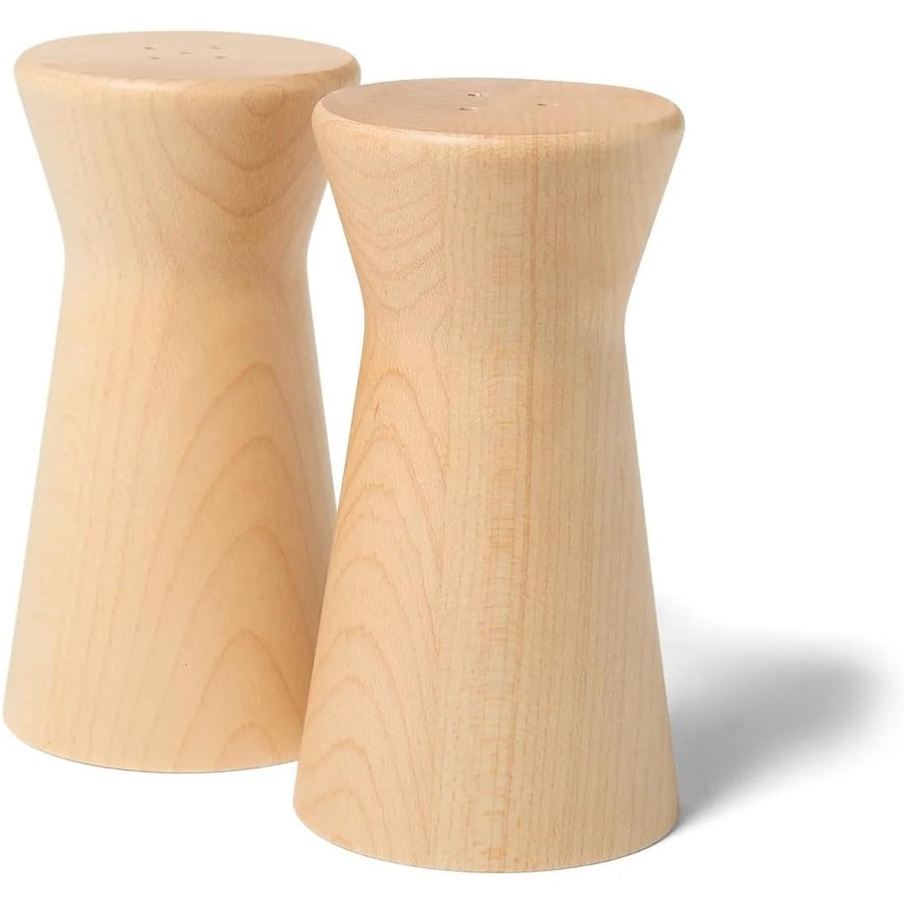 image:imageSur La Table Maple Wood Salt amp Pepper Shakers Natural Maple Hardwood Shaker Set for Counter Storage and Table Service