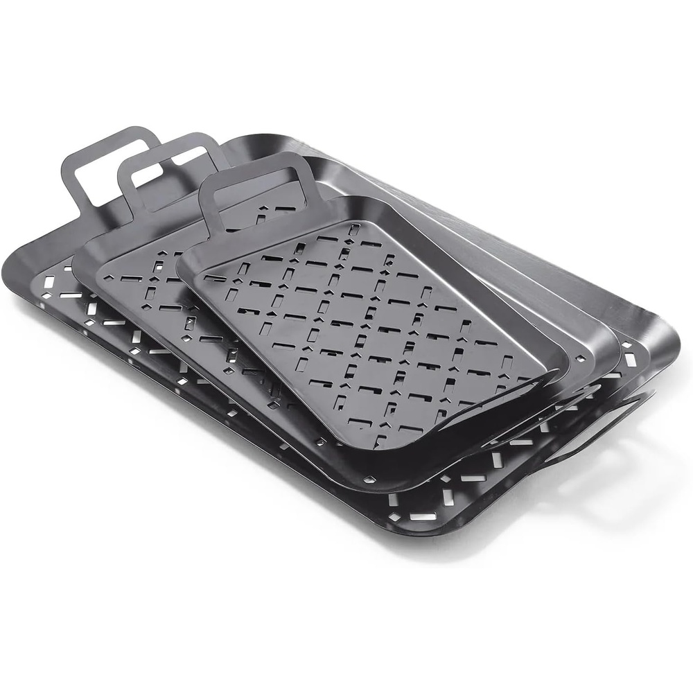 image:imageSur La Table Nonstick Grill Grids Set of 3 Black