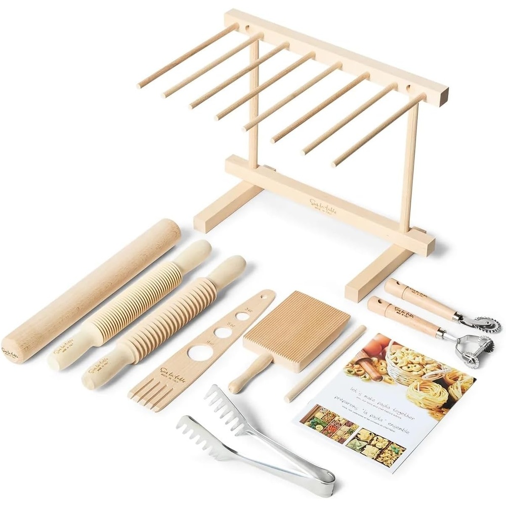 image:imageSur La Table Pasta Starter Set Complete HandRolled Fresh Pasta Kit with Cutter Rolling Pin and Recipe Guide