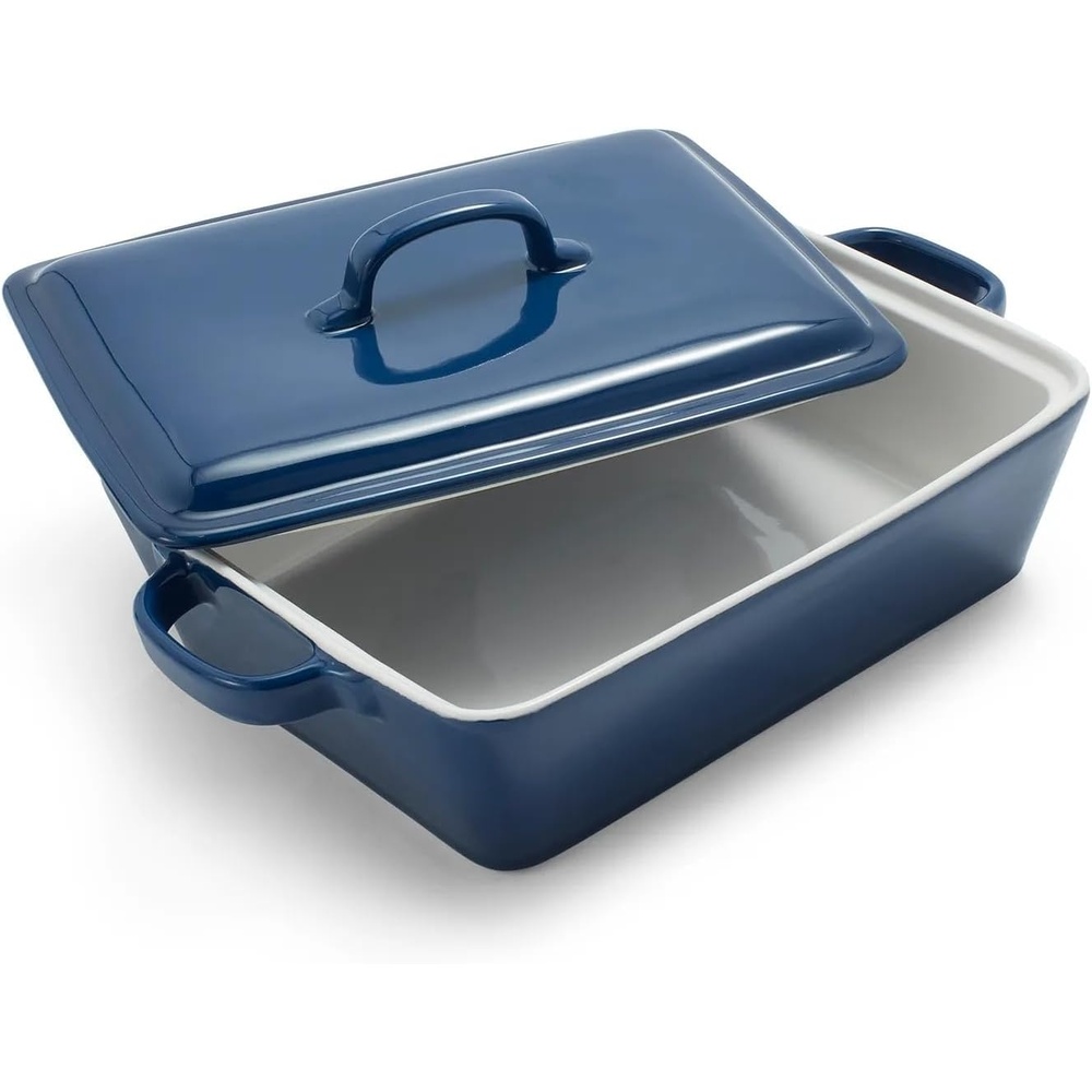 image:imageSur La Table Rectangular Stoneware Casserole with Lid 4 qt BlueBlue